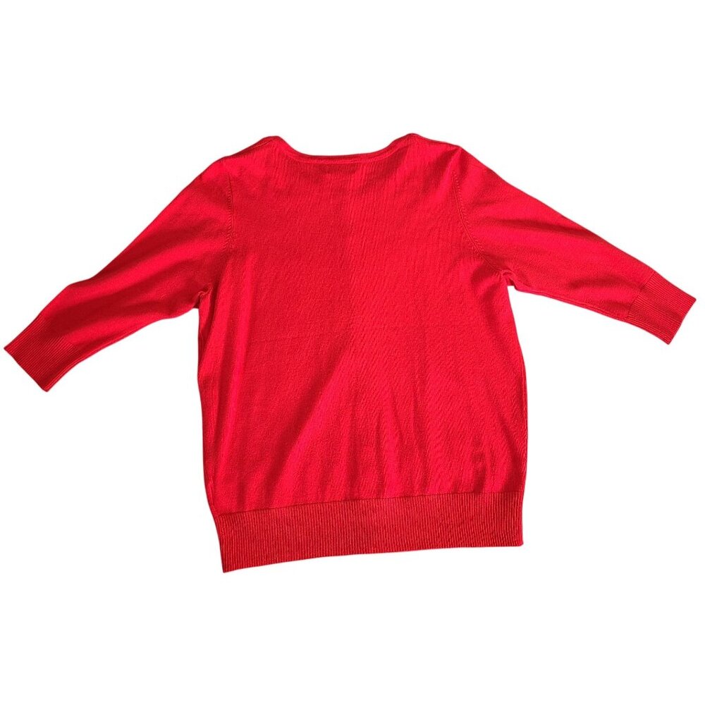Joseph A. Womens Size 1X Cardigan Red 3/4 Sleeve Button-Front Sweater - Picture 2 of 9